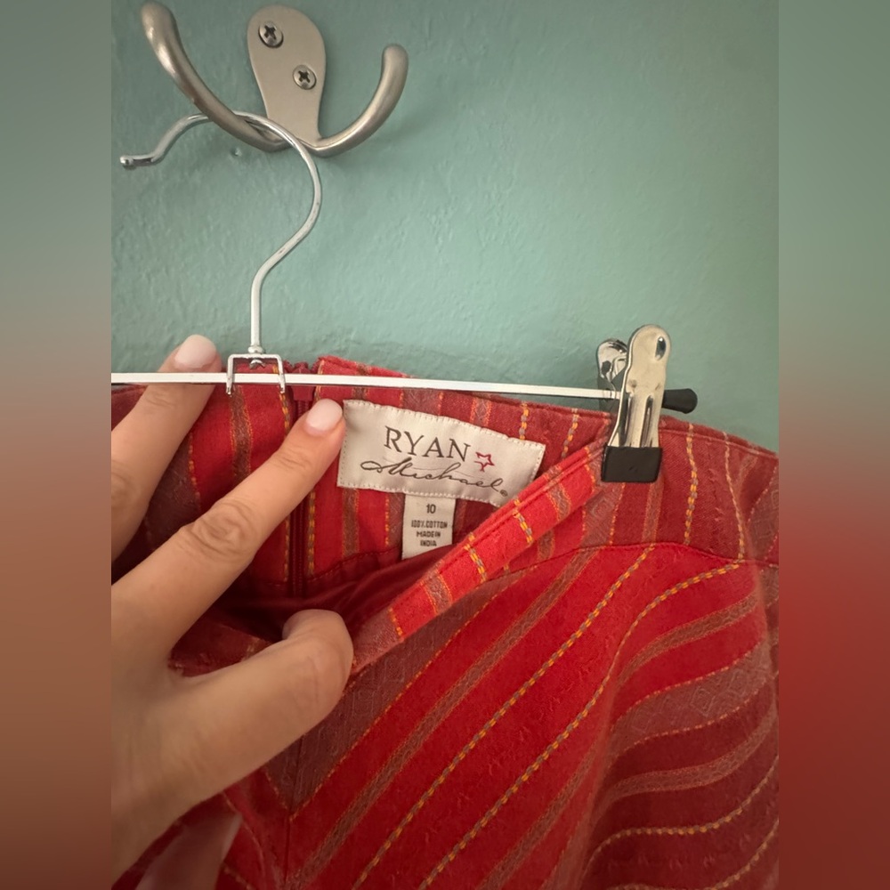 Red Maxi Skirt for event Wear, western, textured, boho - Picture 3 of 5